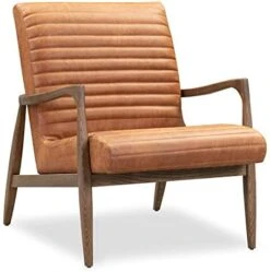 POLY & BARK Rowan Lounge Chair In Full-Grain Pure-Aniline Italian Leather, Set Of 2, Cognac Tan -Safavieh Furnitue Shop 416bTX3jtZL. AC