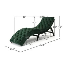 Christopher Knight Home Garret Tufted Velvet Chaise Lounge, Emerald / Dark Brown -Safavieh Furnitue Shop 416d8P3cr6L