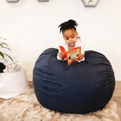 Big Joe Fuf Medium Foam Filled Bean Bag Chair With Removable Cover, Cobalt Lenox, 3ft Big 19 Big Joe Fuf Medium Foam Filled Bean Bag Chair With Removable Cover, Cobalt Lenox, 3ft Big -Safavieh Furnitue Shop 416gGgfOYRL