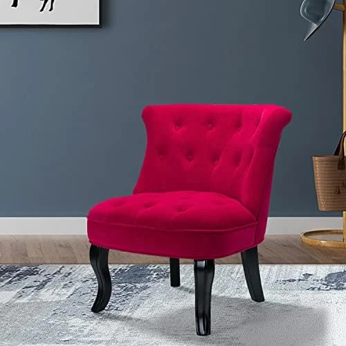 TINA'S HOME Tan Upholstered Velvet Small Chair Tufted Armless Accent Chair With Black Birch Wood Legs 15 TINA'S HOME Tan Upholstered Velvet Small Chair Tufted Armless Accent Chair With Black Birch Wood Legs - Image 15