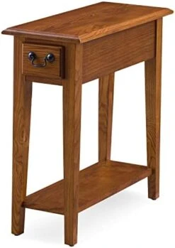 Leick Home 9017-MED One Drawer Narrow Side Table With Shelf, Hand Applied Rustic Oak Finish 10 In X 24 In X 24 In -Safavieh Furnitue Shop 416mlXml6BL. AC