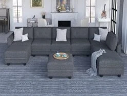 LLappuil Modular Sectioanl Sofa 9 Seater Oversized Couch With Storage U Shape Sectional With Ottoman, Waterproof Anti-Scratch Antistatic, Brown -Safavieh Furnitue Shop 417EY7GCk8L. AC