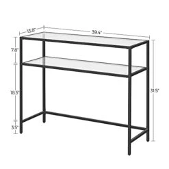 VASAGLE 39.4 Inch Console Sofa Table, Modern Entryway Table, Tempered Glass Table, Metal Frame, 2 Shelves, Adjustable Feet, For Living Room, Hallway, Black ULGT025B01 -Safavieh Furnitue Shop 417EzF6d5EL