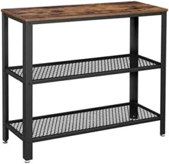 VASAGLE 40" Console Table, 3-Tier Entryway Table With Storage Shelf, Narrow Sofa Table For Living Room, Hallway, Entrance Hall, Corridor, Bedroom, Rustic Brown And Black ULNT81BX -Safavieh Furnitue Shop 417F7 M2CL. AC