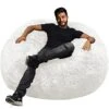 HWIVGKU Bean Bag Chairs, Giant Bean Bag Chair For Adults, 4ftbean Bag CoverComfyBean Bag Bed (No Filler, Cover Only) Fluffy Lazy Sofa (White), 4ft(120 * 65cm)