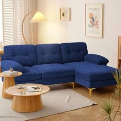 LEISLAND 79" Modern Sectional Sofa Couch For Living Room, Small Couches For Small Spaces, Chenille L Shaped Sofas With Solid Wood Frame, Detachable Cover, Attached Armrest, Easy To Install(Navy Blue) -Safavieh Furnitue Shop 417TQ6XvXVL