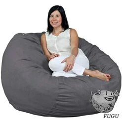 FUGU Bean Bag Chair, Premium Foam Filled 4 XL, Protective Liner Plus Removable Machine Wash Grey Cover -Safavieh Furnitue Shop 417gwcS6VXL