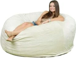ULTIMATE SACK 5000 (5 Ft.) Bean Bag Chair: Giant Foam-Filled Furniture - Machine Washable Covers, Durable Inner Liner, 100% Virgin Foam. Comfy Bean Bag Chair. (Pink, Fur) -Safavieh Furnitue Shop 417om b9jSL. AC