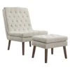 Modway Modify Tufted Modern Lounge Accent Chair And Ottoman Set In Beige