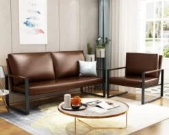 AWQM PU Leather Love Seats Sofa, 45" Mini Upholstered Couch For Small Space, Modern Accent Chair With Armrest And Removable Cushions, 2-Seater Lounge For Living Room, Bedroom, Office (Brown) 21 AWQM PU Leather Love Seats Sofa, 45" Mini Upholstered Couch For Small Space, Modern Accent Chair With Armrest And Removable Cushions, 2-Seater Lounge For Living Room, Bedroom, Office (Brown) -Safavieh Furnitue Shop 418EdKasQEL. AC