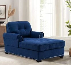 Beaugreen 59" Chaise Lounge Indoor Living Room Chaise Chairs Comfort Sleeper Lounger With Thick Upholstered Seat For Living Room Bedroom Apartment,Dark Gray -Safavieh Furnitue Shop 418OHDMVtQL. AC