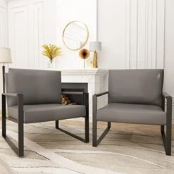 Recaceik Mid-Century Modern Leather Accent Chair, Upholstered PU Leather Chair, Lounge Living Room Chair With Metal Frame, Comfy Reading Armless Chair Home Furniture, Coffee 21 Recaceik Mid-Century Modern Leather Accent Chair, Upholstered PU Leather Chair, Lounge Living Room Chair With Metal Frame, Comfy Reading Armless Chair Home Furniture, Coffee -Safavieh Furnitue Shop 418dnBfK5DL. AC