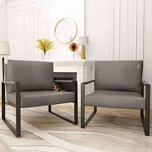 Recaceik Mid-Century Modern Leather Accent Chair, Upholstered PU Leather Chair, Lounge Living Room Chair With Metal Frame, Comfy Reading Armless Chair Home Furniture, Coffee 7 Recaceik Mid-Century Modern Leather Accent Chair, Upholstered PU Leather Chair, Lounge Living Room Chair With Metal Frame, Comfy Reading Armless Chair Home Furniture, Coffee - Image 7