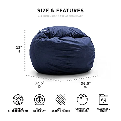 Big Joe Fuf Medium Foam Filled Bean Bag Chair With Removable Cover, Cobalt Lenox, 3ft Big 3 Big Joe Fuf Medium Foam Filled Bean Bag Chair With Removable Cover, Cobalt Lenox, 3ft Big - Image 3