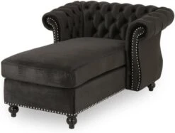 Phyllis Modern Glam Chesterfield Chaise Lounge, Beige And Dark Brown -Safavieh Furnitue Shop 418ixsaFuQL. AC
