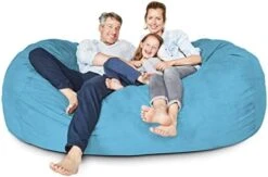 Lumaland Luxurious Giant 7ft Bean Bag Chair With Microsuede Cover - Ultra Soft, Foam Filling, Washable Jumbo Bean Bag Sofa For Kids, Teenagers, Adults - Sack Chair For Dorm, Family Room - Dark Grey -Safavieh Furnitue Shop 418uNZR gyL. AC