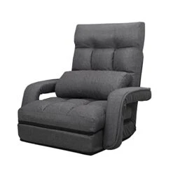 WAYTRIM Indoor Chaise Lounge Chair, Floor Chair For Adults 6-Position Indoor Lounge Chair Lazy Sofa With Armrests And Pillow Comfy Chair For Bedroom, Dorm, Living Room - Charcoal