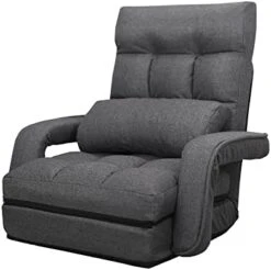 WAYTRIM Indoor Chaise Lounge Chair, Floor Chair For Adults 6-Position Indoor Lounge Chair Lazy Sofa With Armrests And Pillow Comfy Chair For Bedroom, Dorm, Living Room - Charcoal -Safavieh Furnitue Shop 41922jkUm7L. AC