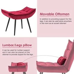 MCombo Accent Chair With Ottoman, Velvet Modern Tufted Wingback Club Chair, Upholstered Leisure Chairs With Metal Legs For Bedroom Living Room 4079 (Burgundy) -Safavieh Furnitue Shop 4196hV6ZHWL