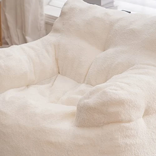 Beanbags Bean Bag Chair, Ultra Soft Teddy Fabric Arm Chair For Adults Kids, Comfy Leisure Sofa Chair For Bedroom, Living Room, Apartment, Ivory 4 Beanbags Bean Bag Chair, Ultra Soft Teddy Fabric Arm Chair For Adults Kids, Comfy Leisure Sofa Chair For Bedroom, Living Room, Apartment, Ivory - Image 4