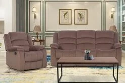 ANJ 2PC Bonded Leather Reclining Sofa Couch Set, Upholstered Recliner Sofa, Manual Recliners Furniture, Home Theater Seating For Living Room (Black, 1+3 Seat) -Safavieh Furnitue Shop 419MkTErPsL. AC