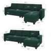 Belffin Velvet Reversible Sectional Sofa With Chasie Convertible Sectional Couch With Storage Ottoman L Shaped 4-seat Sectional Sofa Couch Green