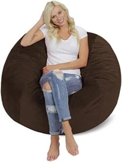 Chill Sack Bean Bag Chair: Giant 4' Memory Foam Furniture Bean Bag - Big Sofa With Soft Micro Fiber Cover - Charcoal -Safavieh Furnitue Shop 419W0bozt2L. AC