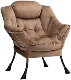 AbocoFur Modern Cotton Fabric Lazy Chair, Accent Contemporary Lounge Chair, Single Steel Frame Leisure Sofa Chair With Armrests And A Side Pocket, Thick Padded Back, Dark Atrovirens -Safavieh Furnitue Shop 419jBRjNOEL. AC