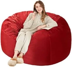 HABUTWAY Bean Bag Chair: Giant 4' Memory Foam Furniture Bean Bag Chairs For Adults With Microfiber Cover - 4Ft, Grey -Safavieh Furnitue Shop 419pExIPa2L. AC