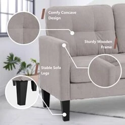 LETATA Convertible Sectional Sofa Couch With Chaise, Gray L Shaped Couch Sofa Set With Reversible Ottoman, Modern Small Sectional Couches For Living Room,Apartment,Small Spaces (Light Grey) -Safavieh Furnitue Shop 419wyB9uNJL