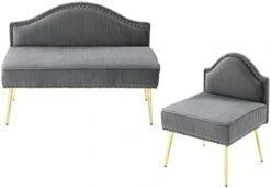 Homtique Velvet Loveseat & Accent Chair 3 Piece Set, Modern Upholstered Living Room Furniture Set, Armless Loveseat Settee With Gold Metal Legs, For Small Space, Bedroom, Apartment, Orange 24 Homtique Velvet Loveseat & Accent Chair 3 Piece Set, Modern Upholstered Living Room Furniture Set, Armless Loveseat Settee With Gold Metal Legs, For Small Space, Bedroom, Apartment, Orange -Safavieh Furnitue Shop 41AYcMKHRZL. AC