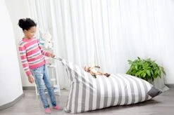 XL Stuffed Animal Storage Bean Bag Chair By Mylola | Premium Quality Cotton Canvas Cover | Kids Soft Toy Organizer Fits 200L | Makes Comfy Lounger -Safavieh Furnitue Shop 41AkxTfFmIL