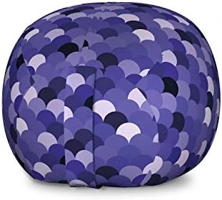 Lunarable Mermaid Scale Storage Toy Bag Chair, Continuous Japanese Circular Pattern Overlap Rounds In Aqua Color Palette, Stuffed Animal Organizer Washable Bag, Small Size, Blue Purple 4 Lunarable Mermaid Scale Storage Toy Bag Chair, Continuous Japanese Circular Pattern Overlap Rounds In Aqua Color Palette, Stuffed Animal Organizer Washable Bag, Small Size, Blue Purple - Image 4