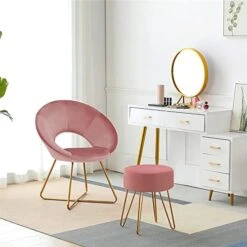 Duhome Modern Accent Velvet Chairs Dining Chairs Single Sofa Comfy Upholstered Arm Chair Living Room Furniture Mid-Century Leisure Lounge Chairs With Golden Metal Frame Legs 1 PCS Pink -Safavieh Furnitue Shop 41AnoJLVGpL