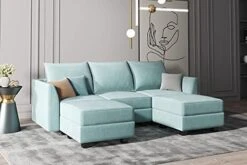 HONBAY Modular Sectional Sofa With Reversible Chaises Sofa With Ottoman U Shaped Sectional Couch For Living Room, Bluish Grey -Safavieh Furnitue Shop 41BDNK8fGdL. AC