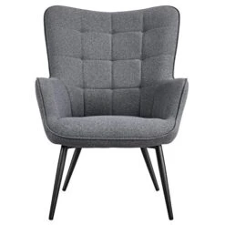 Topeakmart Accent Chair With Ottoman Set Upholstered Living Room Chair Fabric Arm Chair With Foot Rest Sofa Chair And Ottoman Set For Living Room Bedroom Office Grey -Safavieh Furnitue Shop 41BENQBeptL