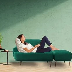 PEIHONGET Chaise Lounge Chair For Bedroom, Velvet Chaise Lounge Indoor Accent Chair With Ottoman 2 In 1 Recliner Sofa Chair Bed With Footrest Reading Chair For Bedroom Apartment Office (Green) -Safavieh Furnitue Shop 41BIWCTyjuL
