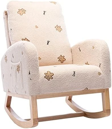 Setawix Rocking Chair For Nursery, Midcentury Modern Accent Rocker Armchair With Side Pocket, Upholstered High Back Wooden Rocking Chair For Living Room Baby Room Bedroom (Yellow - Velvet) 7 Setawix Rocking Chair For Nursery, Midcentury Modern Accent Rocker Armchair With Side Pocket, Upholstered High Back Wooden Rocking Chair For Living Room Baby Room Bedroom (Yellow - Velvet) - Image 7