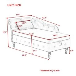 RARZOE Tufted Velvet Chaise Lounge Indoor With Storage, Upholstered Rolled Arm Chaise Lounges Indoor Chair, Right Arm Facing Chaise Lounge With Nailhead Trim For Living Room Bedroom Office,White 20 RARZOE Tufted Velvet Chaise Lounge Indoor With Storage, Upholstered Rolled Arm Chaise Lounges Indoor Chair, Right Arm Facing Chaise Lounge With Nailhead Trim For Living Room Bedroom Office,White -Safavieh Furnitue Shop 41BWTsg5E0L