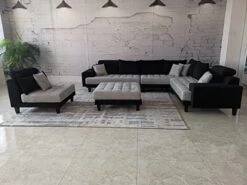 Stendmar Multifunction 2-Tone Black/Gray Microfiber Big Sectional Couch Sofa Set S150RBG -Safavieh Furnitue Shop 41BeL5XLjgL