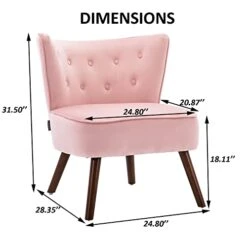 Altrobene Mid Century Modern Wingback Velvet Accent Chair Set Of 2 Wide Comfy Armless Corner Chair Tufted Slipper Chair For Living Room/Bedroom, Pink -Safavieh Furnitue Shop 41BfyQXHE7L