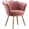 Chairus Living Room Chair, Mid Century Modern Retro Leisure Velvet Accent Chair With Golden Metal Legs, Vanity Chair For Bedroom Dresser, Upholstered Guest Chair(Antique Pink)