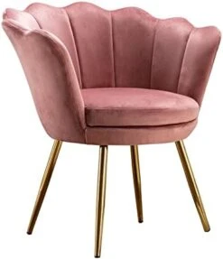 Chairus Living Room Chair, Mid Century Modern Retro Leisure Velvet Accent Chair With Golden Metal Legs, Vanity Chair For Bedroom Dresser, Upholstered Guest Chair(Antique Pink) -Safavieh Furnitue Shop 41BhGretinL. AC