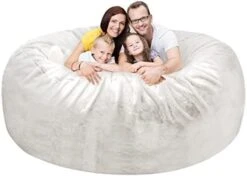 HWIVGKU Bean Bag Chairs, Giant Bean Bag Chair For Adults, 4ftbean Bag CoverComfyBean Bag Bed (No Filler, Cover Only) Fluffy Lazy Sofa (White), 4ft(120 * 65cm) -Safavieh Furnitue Shop 41BrtUkvdyL. AC