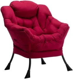 AcozyHom Modern Large Cotton Fabric Lazy Chair，Accent Contemporary Lounge Chair, Single Steel Frame Leisure Sofa Chair With Armrests And A Side Pocket, Smoky Grey -Safavieh Furnitue Shop 41CEHe8FyQL. AC