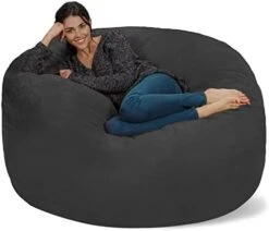 Chill Sack Bean Bag Chair: Giant 5' Memory Foam Furniture Bean Bag - Big Sofa With Soft Micro Fiber Cover - Dark Gray -Safavieh Furnitue Shop 41CTNuL9deL. AC