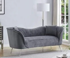 Container Furniture Direct Koger Mid Century Modern Living Room Velvet Chesterfield, Sofa And Loveseat, Fossil Grey -Safavieh Furnitue Shop 41CWprjahvL. AC
