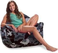 Posh Creations Structured Comfy Bean Bag Chair For Gaming, Reading And Watching TV, Malibu Lounge, Nylon - Camo Digital -Safavieh Furnitue Shop 41ChUXx B1L. AC