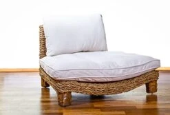 XoticBrands Seagrass Meditation Yoga Chair - Natural With Cream Cushion