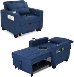 DURASPACE Futon Sofa Bed, 3 In 1 Convertible Sofa Chair Bed, Adjustable Backrest Chair, Chaise Lounge With USB Ports, Cup Holder, Side Pocket, Storage Box For Living Room (Dark Gray Linen) 19 DURASPACE Futon Sofa Bed, 3 In 1 Convertible Sofa Chair Bed, Adjustable Backrest Chair, Chaise Lounge With USB Ports, Cup Holder, Side Pocket, Storage Box For Living Room (Dark Gray Linen) -Safavieh Furnitue Shop 41CtUtgiUDL. AC